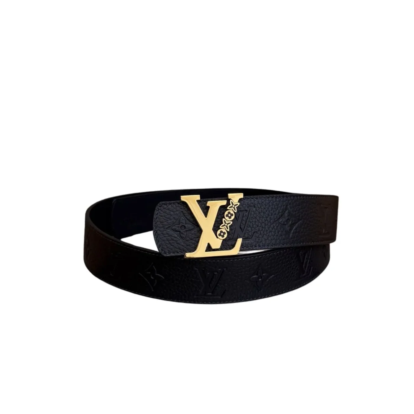 Louis Vuitton LV Initiales Monogram Belt Black With Gold Buckle Louis Vuitton LV Initiales Monogram Belt Black With Gold Buckle