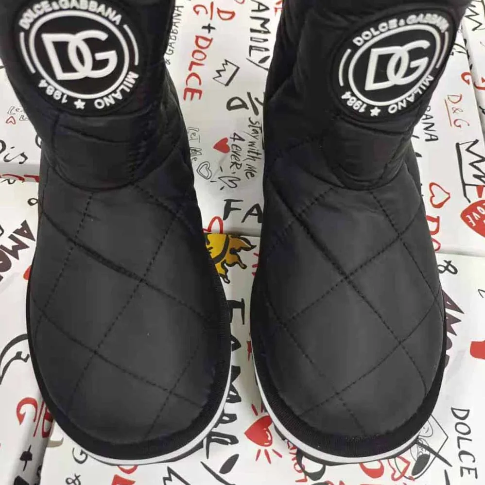 Dolce Gabbana D&G Nylon Ankle Boots with DG Logo for Women in Black