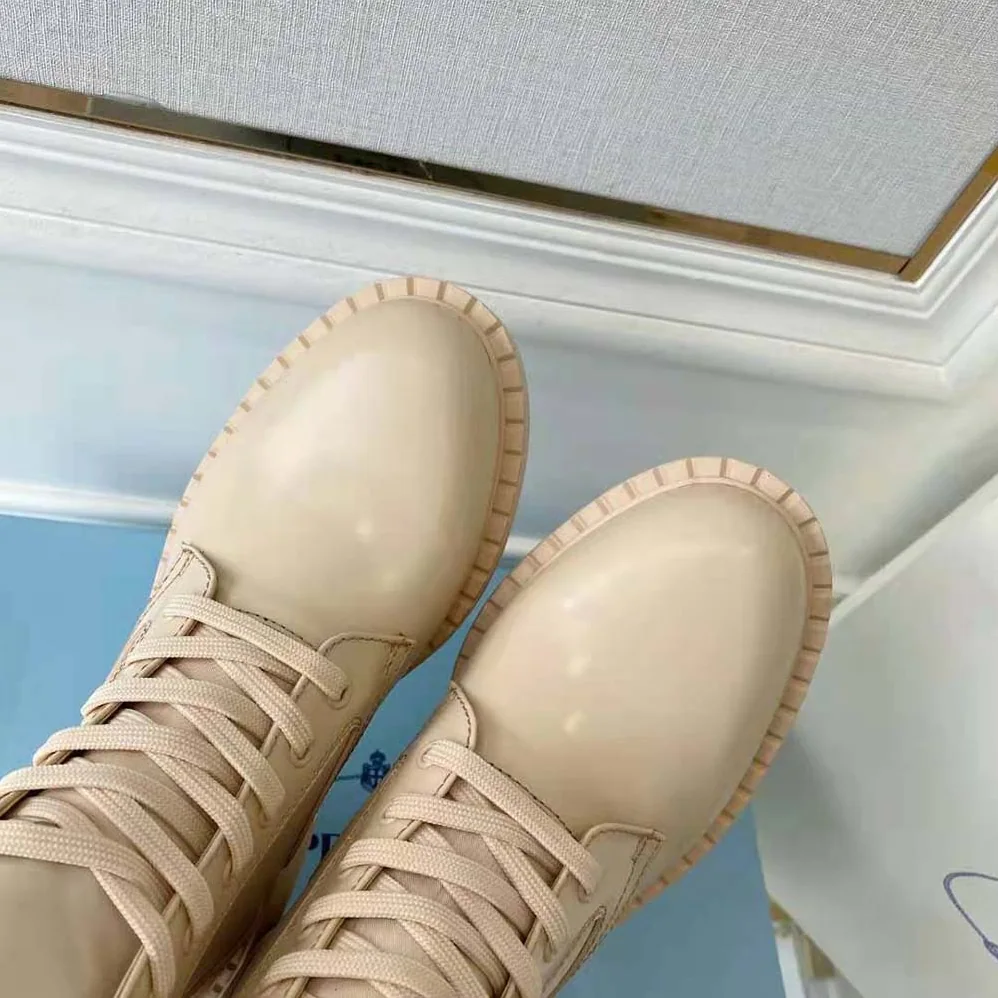 Prada Brushed-Leather and Re for Women in Nylon Boots