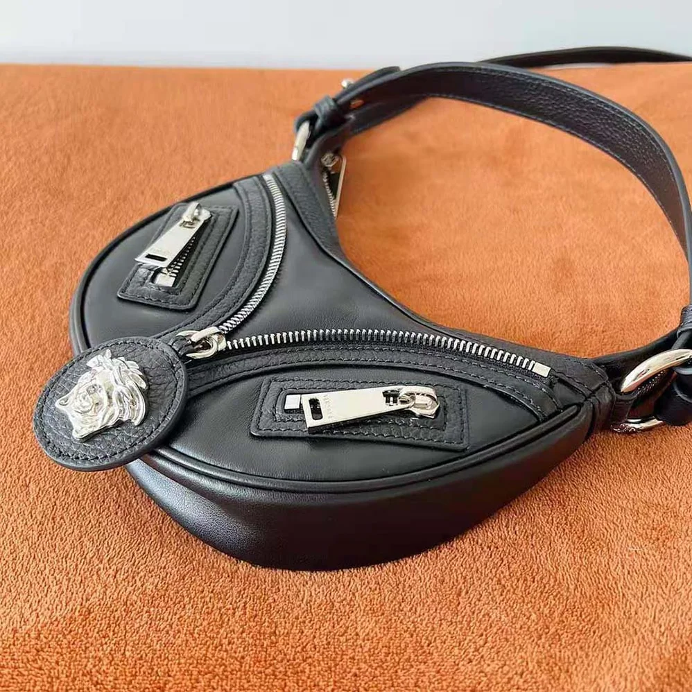 Versace Repeat Mini Hobo Bag for Women in Black