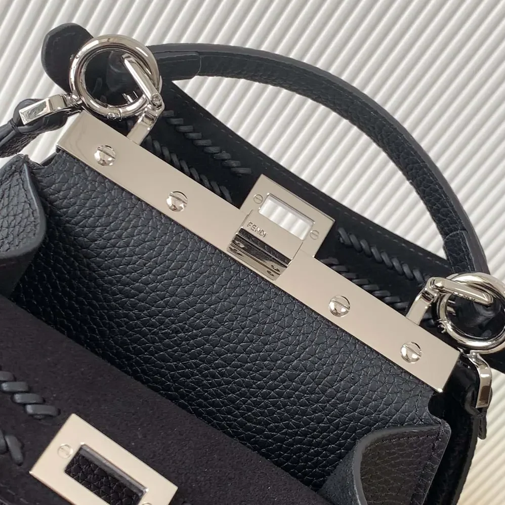 Fendi Peekaboo ISeeU Mini Leather Bag with FF Interlacing for Women Fendi Peekaboo ISeeU Mini Leather Bag with FF Interlacing for Women