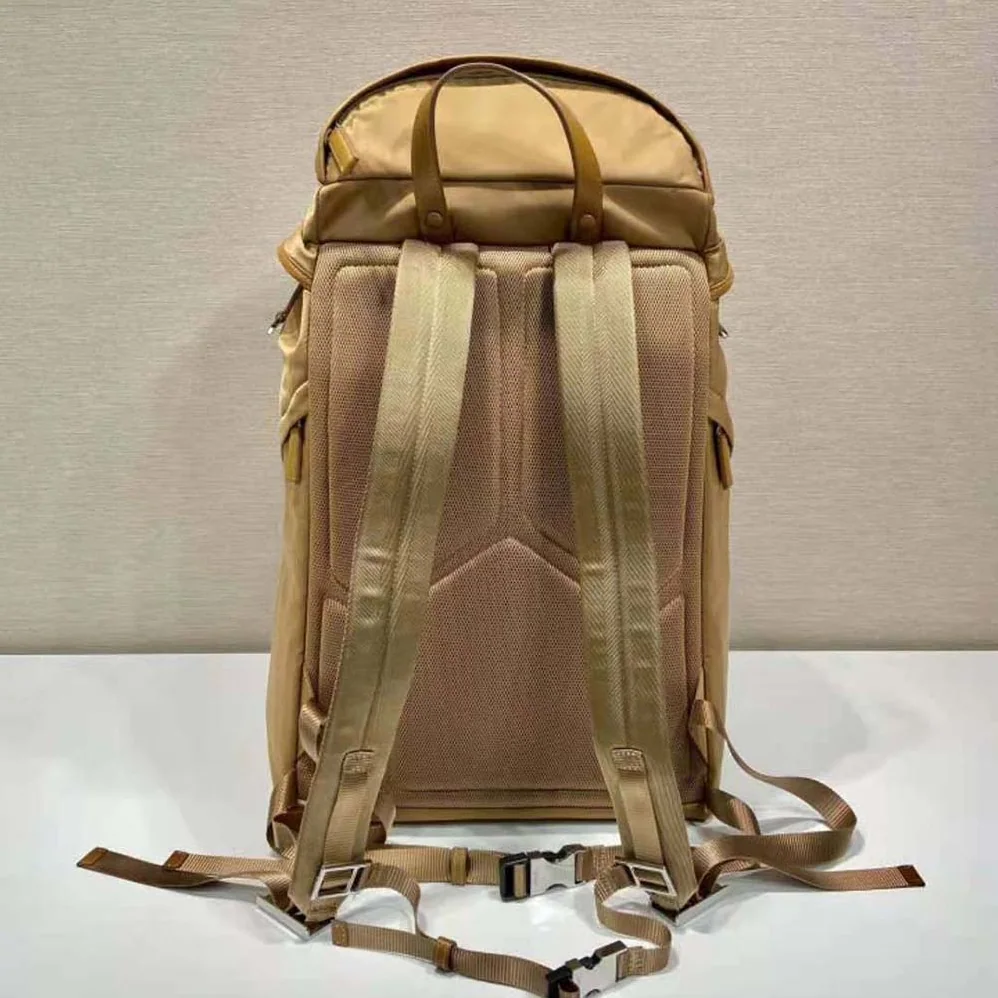 Prada Re-Nylon and Saffiano Leather Backpack for Women in Brown