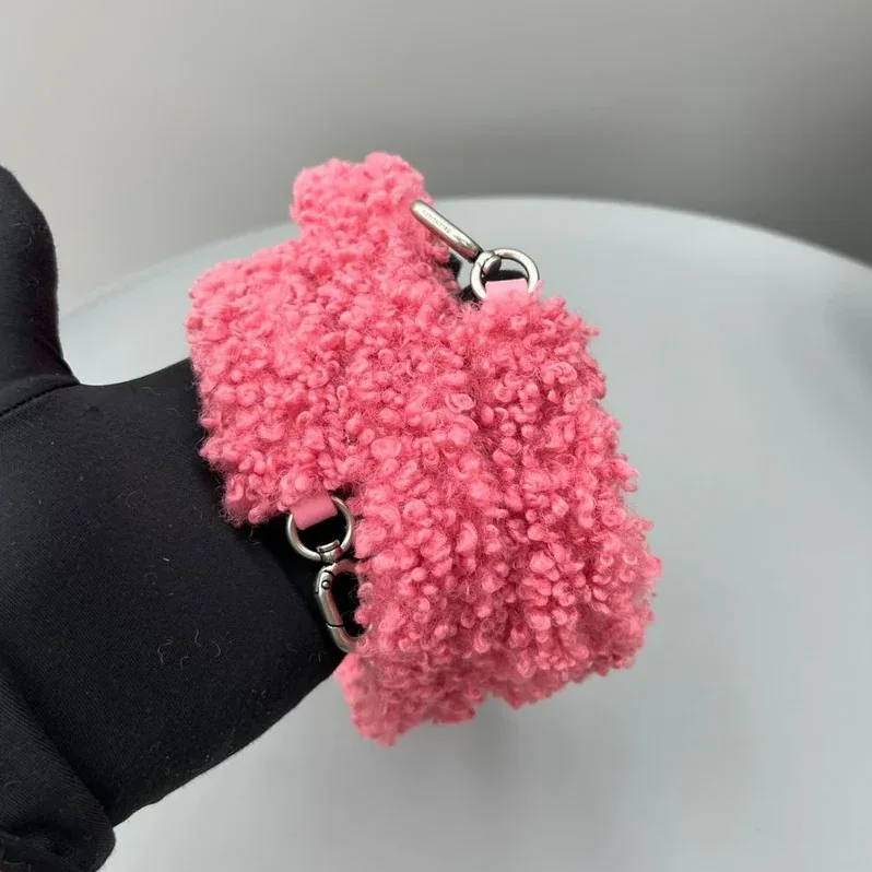 Furry Hourglass Small Handbag Black in Grey/Pink / Furry Hourglass Small Handbag Black in Grey/Pink /