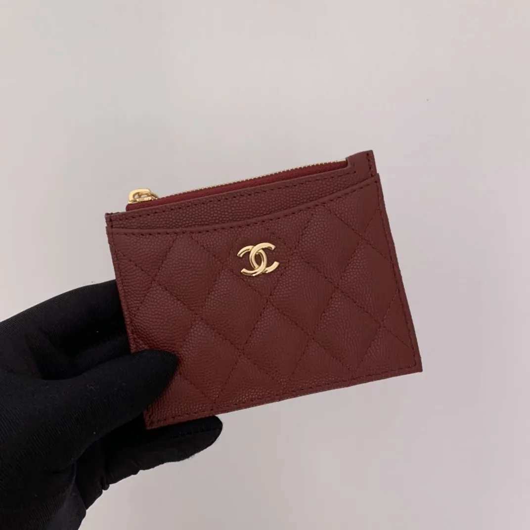 Chanel Flat Card Holder Purple Bag /