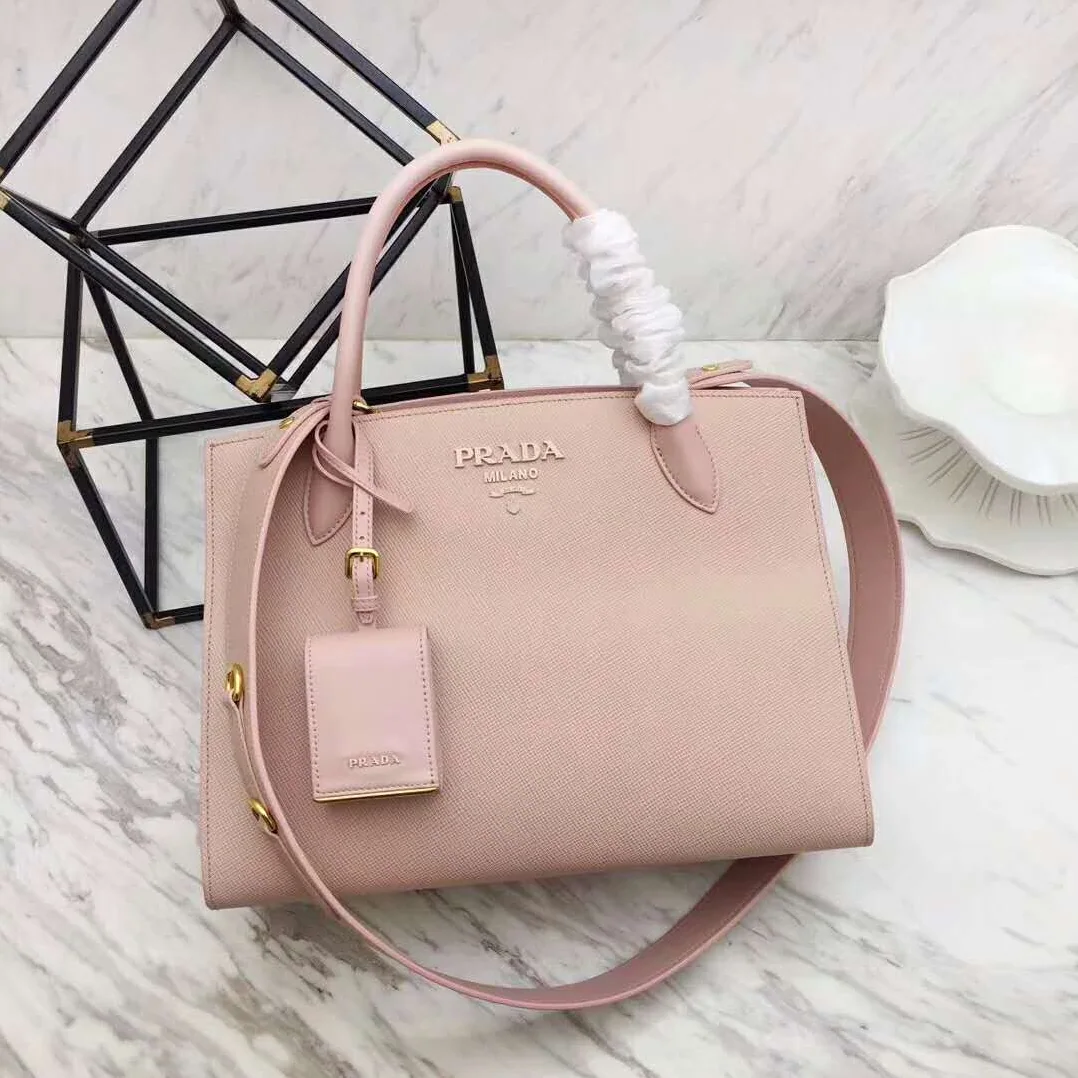 Prada Monochrome Handbag in Saffiano and Calf Leather in Pink Prada Monochrome Handbag in Saffiano and Calf Leather in Pink