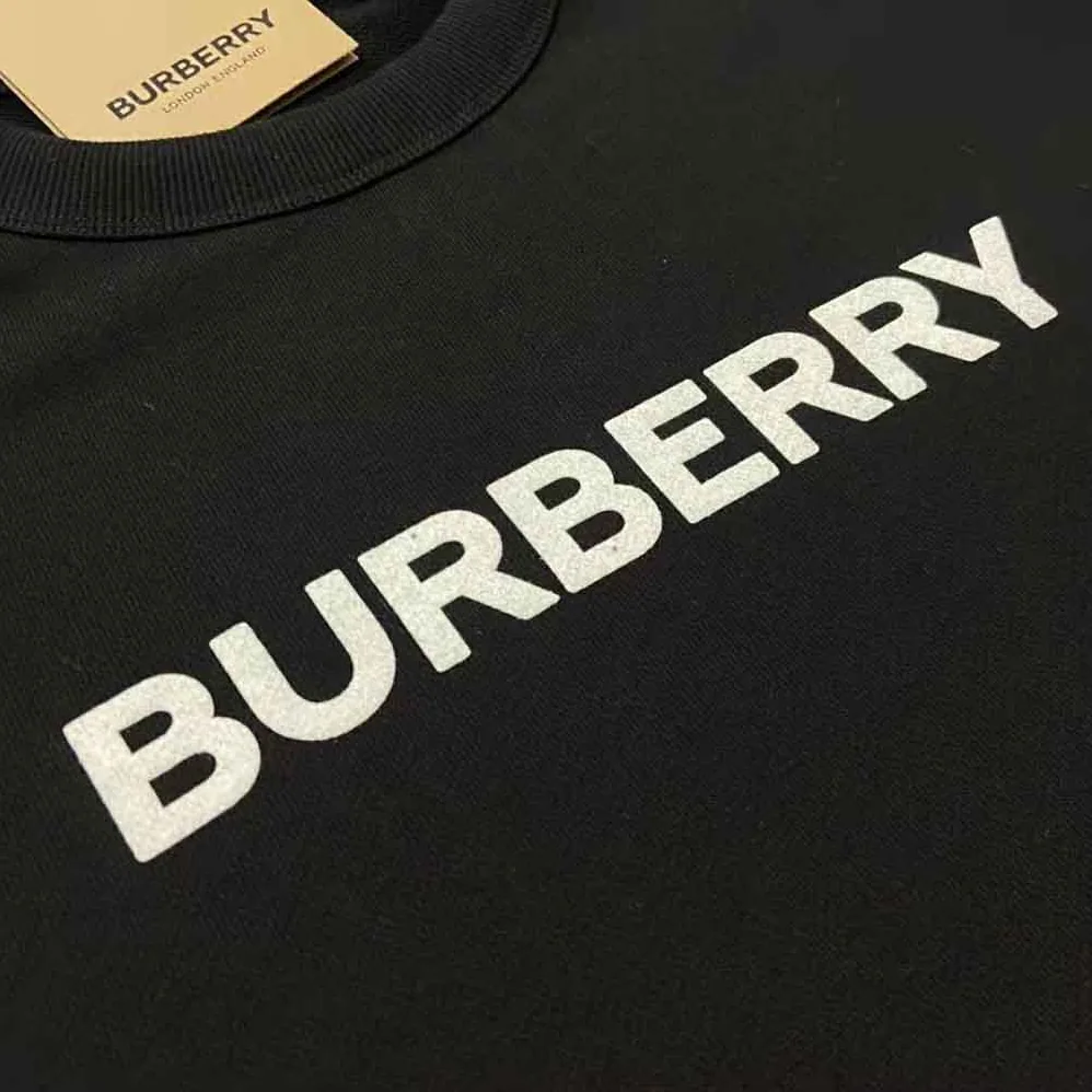 Burberry Logo Print Cotton Sweatshirt for Men in Black