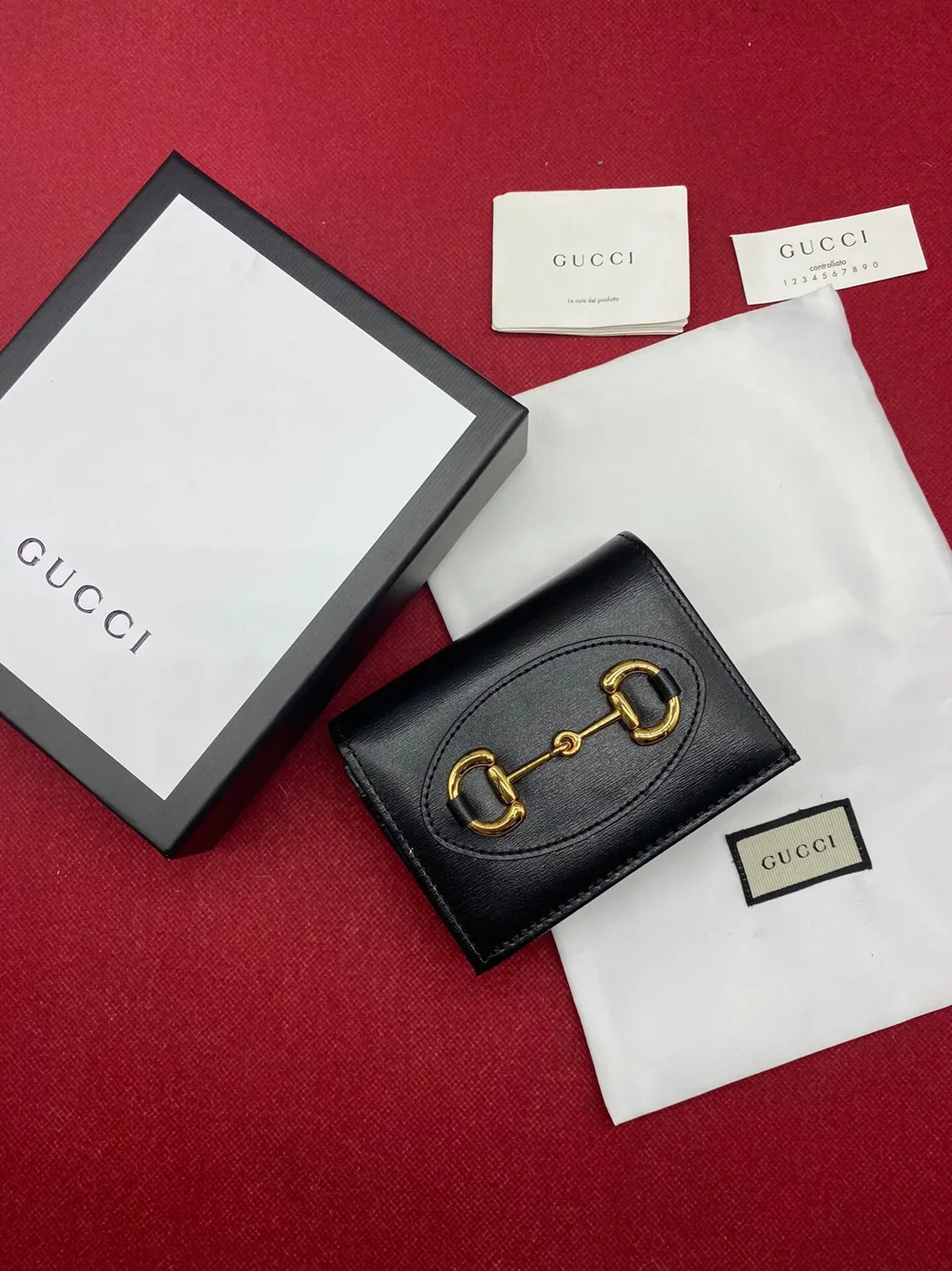 Gucci Horsebit 1955 Card Case Wallet Black Wallet / GG for Women Gucci Horsebit 1955 Card Case Wallet Black Wallet / GG for Women