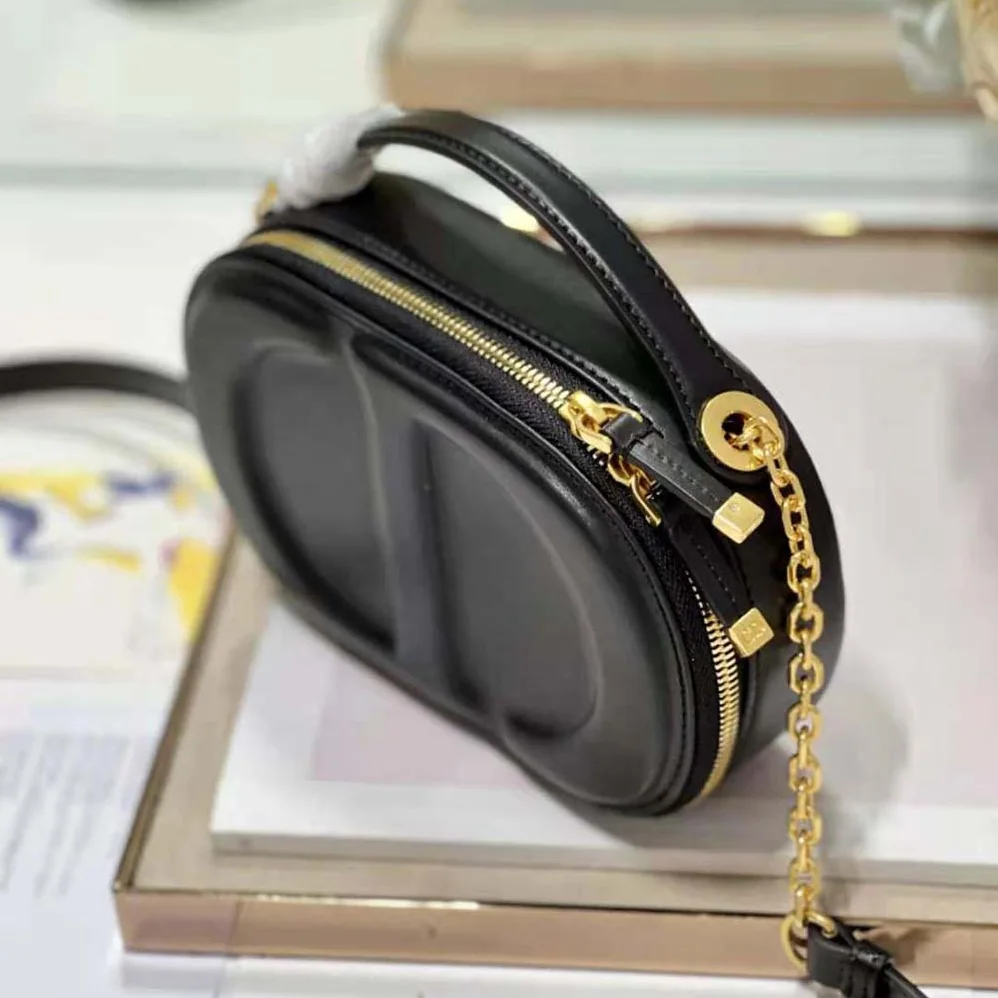 Dior CD Signature Oval Camera Bag Black Calfskin with Embossed CD Signature for Women Dior CD Signature Oval Camera Bag Black Calfskin with Embossed CD Signature for Women
