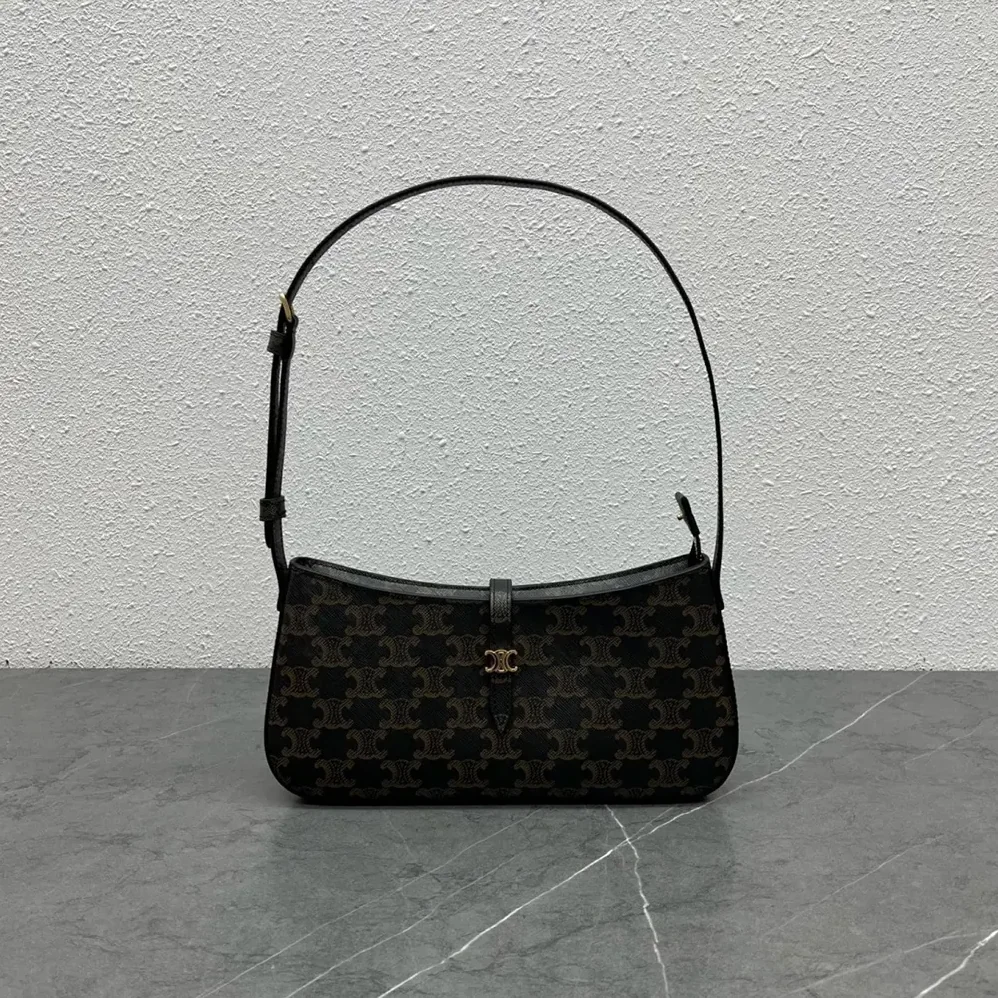 Celine Tina Shoulder Bag In Triomphe Canvas for Women in Black