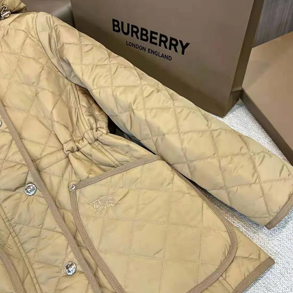 Burberry Diamond Quilted Nylon Jacket for Women in Brown Burberry Diamond Quilted Nylon Jacket for Women in Brown