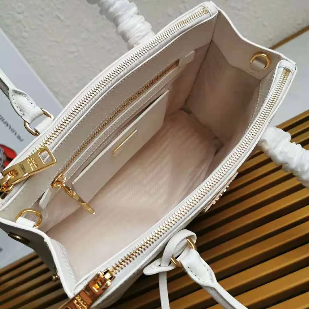 Prada Small Saffiano Leather Prada Galleria Bag for Women in White Prada Small Saffiano Leather Prada Galleria Bag for Women in White
