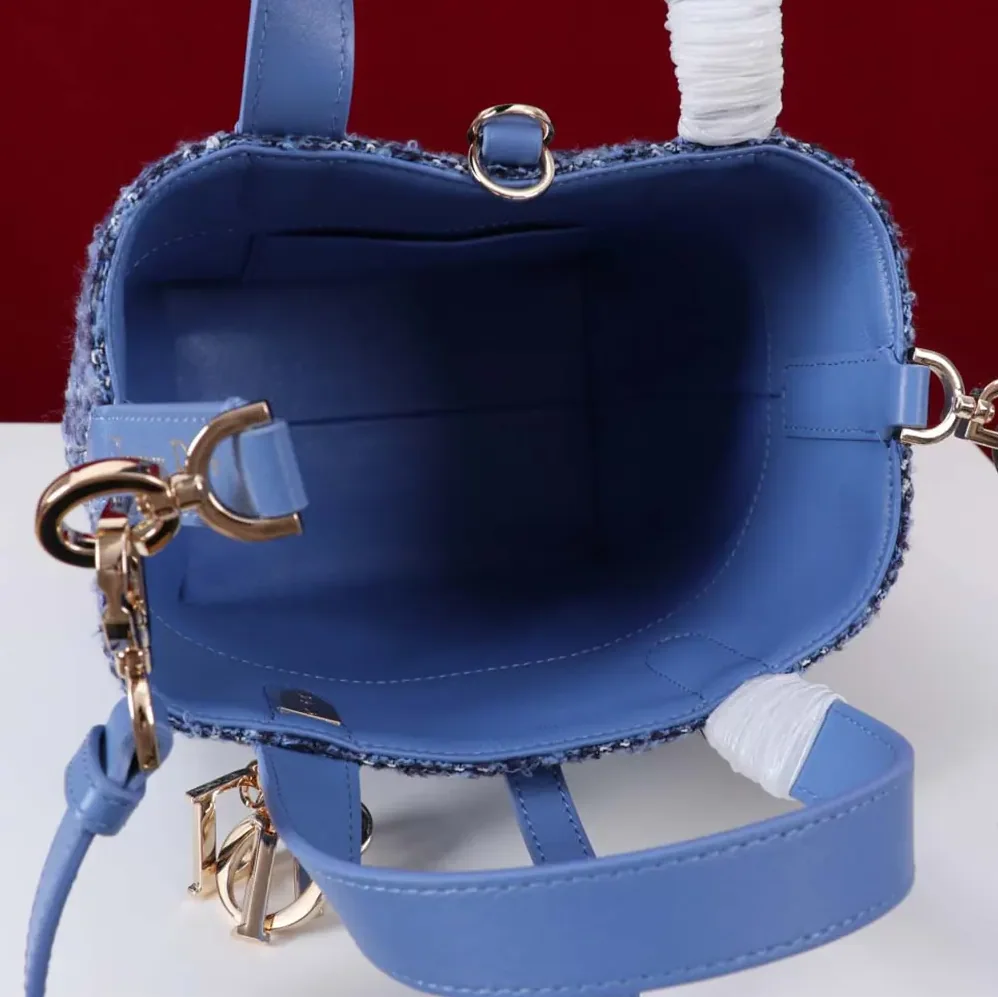 Dior Small Dior Toujours Vertical Tote Bag Blue Tweed with White Cannage Motif for Women Dior Small Dior Toujours Vertical Tote Bag Blue Tweed with White Cannage Motif for Women