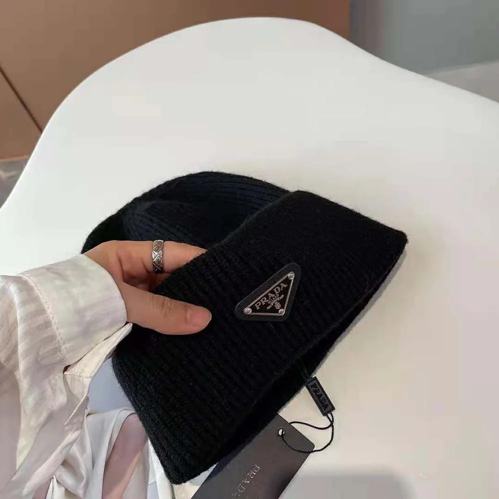 Prada Wool and Cashmere Beanie for Women in Black Prada Wool and Cashmere Beanie for Women in Black