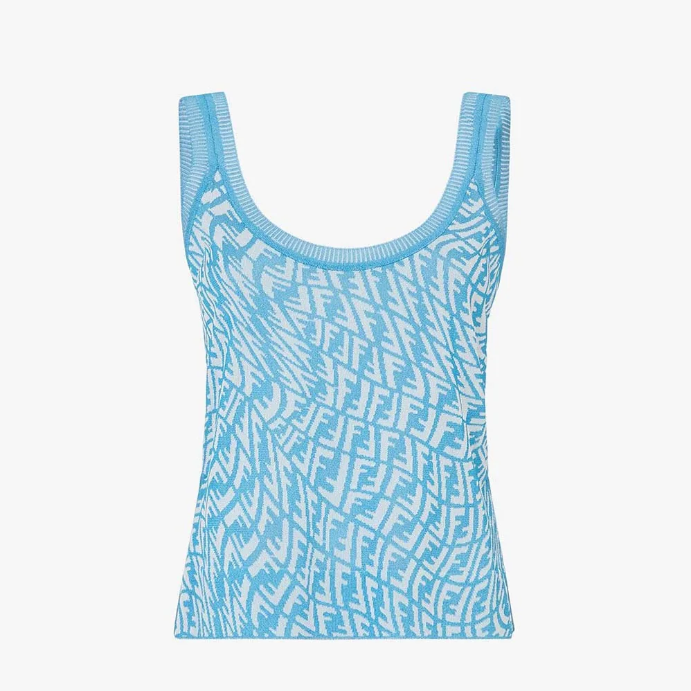 Fendi Light Blue Viscose Top for Women Fendi Light Blue Viscose Top for Women