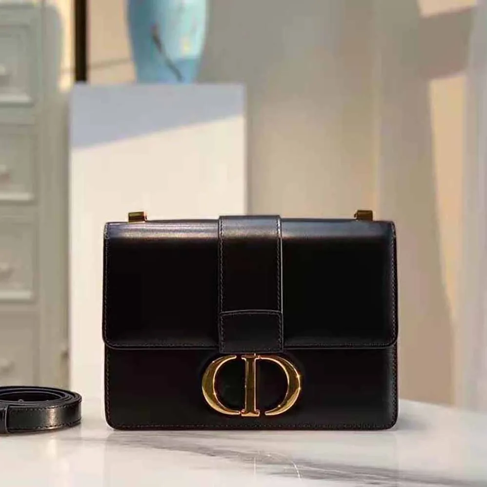 Dior 30 Montaigne Bag Des Vents Box Calfskin for Women in Black