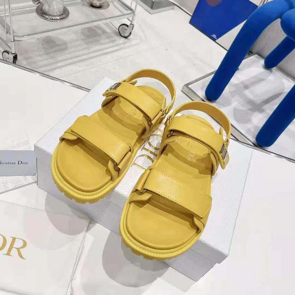 Dior Dioract Sandal Mustard Yellow Lambskin for Women Dior Dioract Sandal Mustard Yellow Lambskin for Women