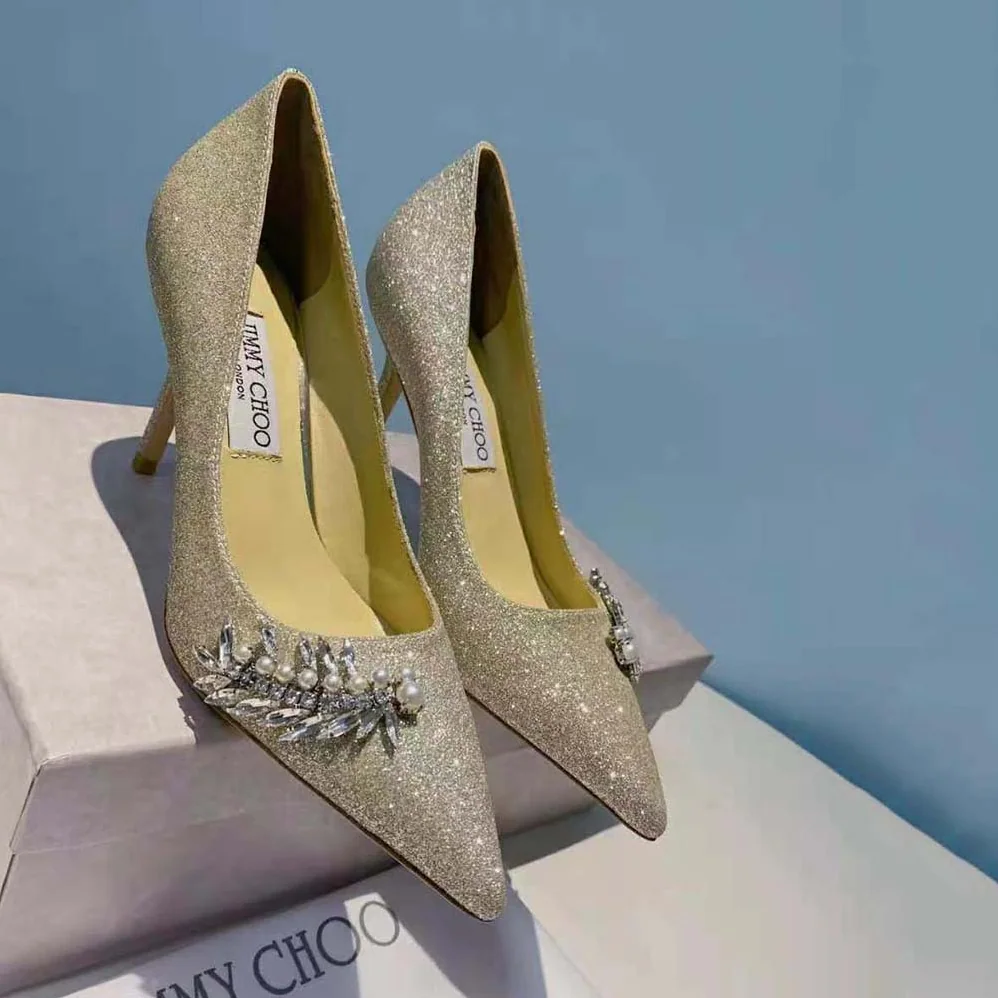 Jimmy Choo Romy 85 Platinum Ice Dusty Glitter Pointed for Women in Toe Pumps Jimmy Choo Romy 85 Platinum Ice Dusty Glitter Pointed for Women in Toe Pumps