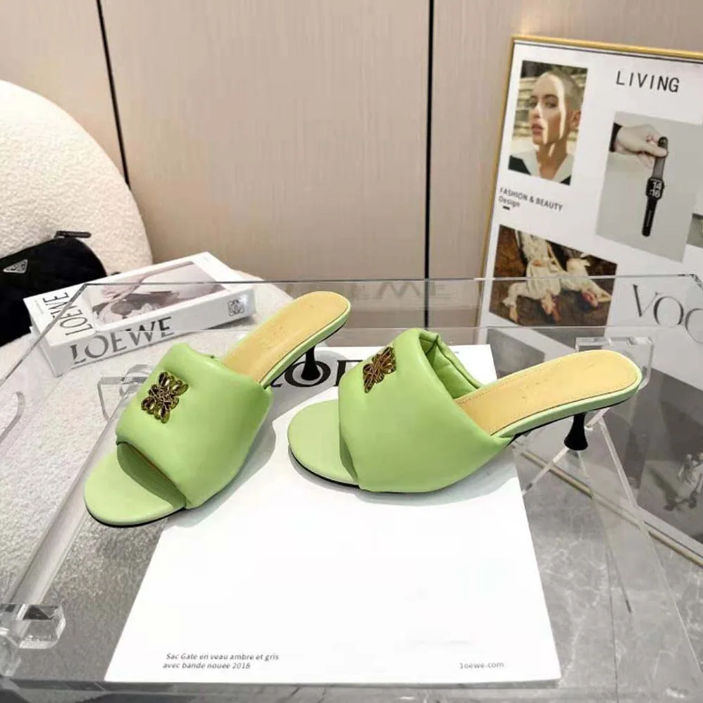 Loewe Anagram Padded Mule in Lambskin for Women in Green