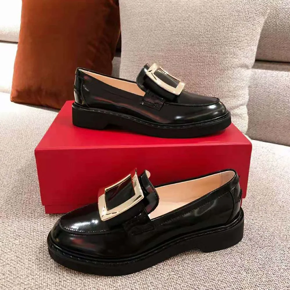 Roger Vivier Viv' Rangers Metal Buckle Loafers for Women in Black Roger Vivier Viv' Rangers Metal Buckle Loafers for Women in Black