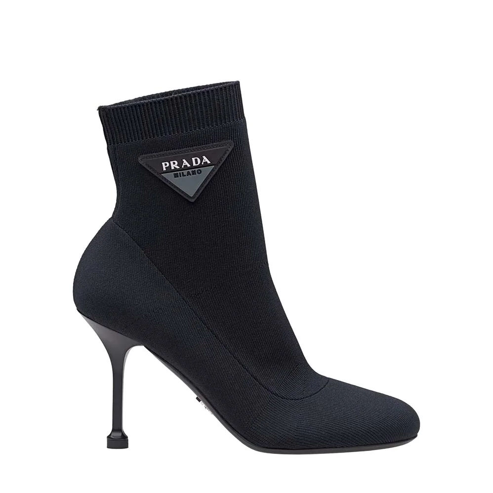 Prada Shoes Stretch Fabric Booties 90mm Heel Hight for Women in Black Prada Shoes Stretch Fabric Booties 90mm Heel Hight for Women in Black