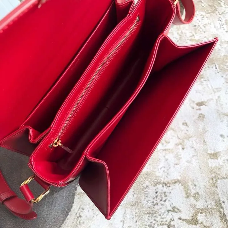 Celine Lady Medium Triomphe Bag in Shiny Calfskin in Red Celine Lady Medium Triomphe Bag in Shiny Calfskin in Red