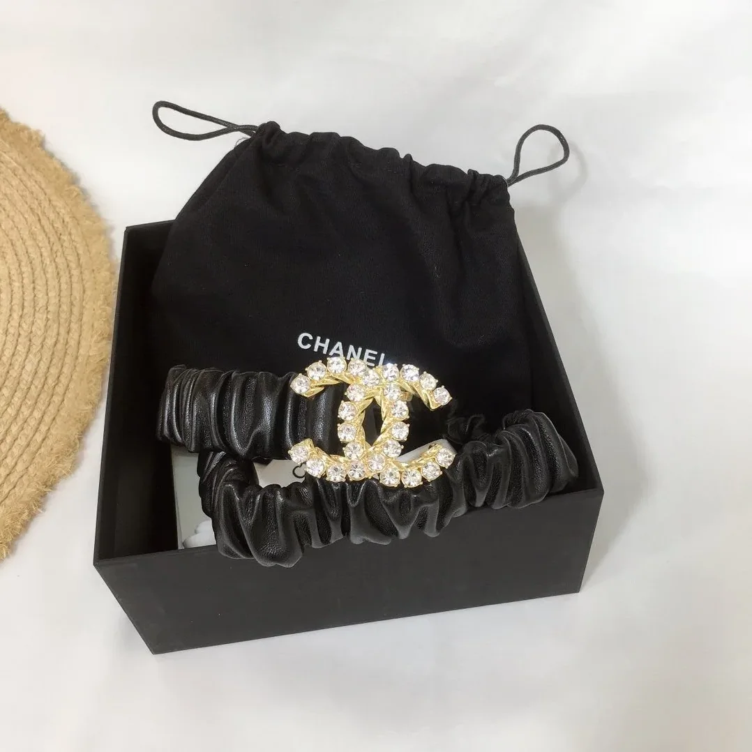 Chanel Belt With Double C Buckle Black With Gold-Toned Metal and Strass Hardware for Women