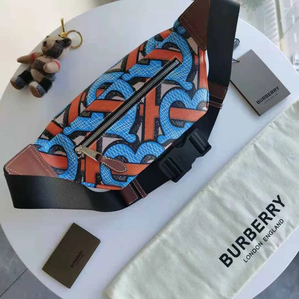 Burberry Monogram Print E-canvas Sonny Bum Bag for Women in Orange