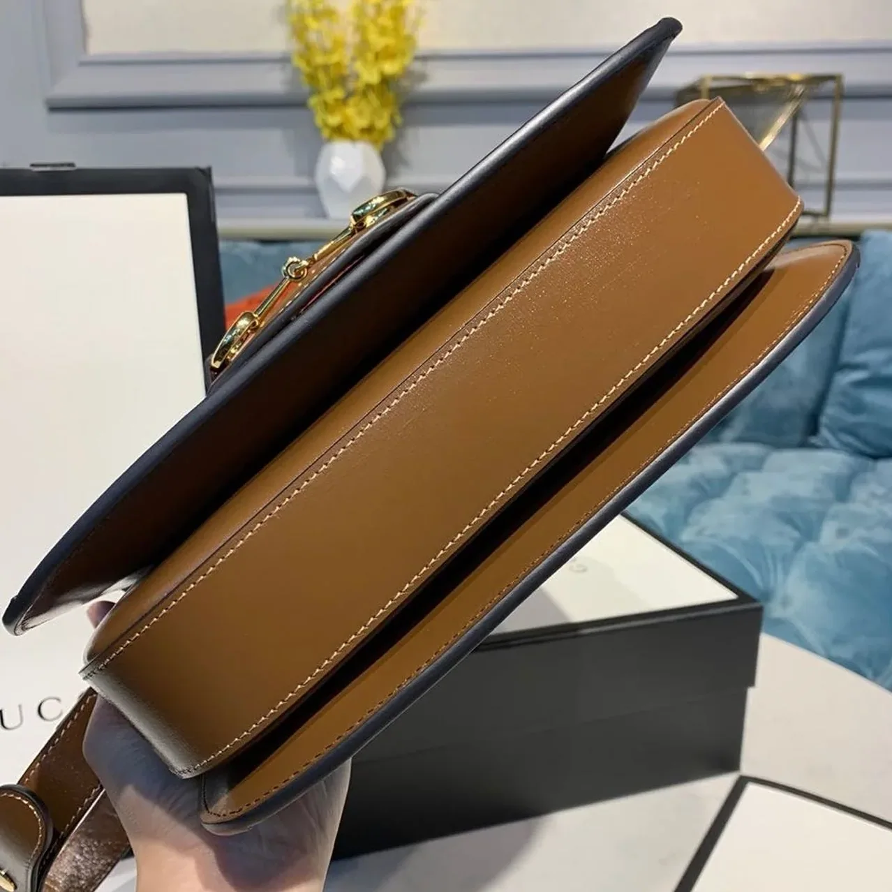 Gucci Horsebit 1955 Shoulder Bag Beige/Ebony GG Supreme Canvas With Brown / Gucci Horsebit 1955 Shoulder Bag Beige/Ebony GG Supreme Canvas With Brown /