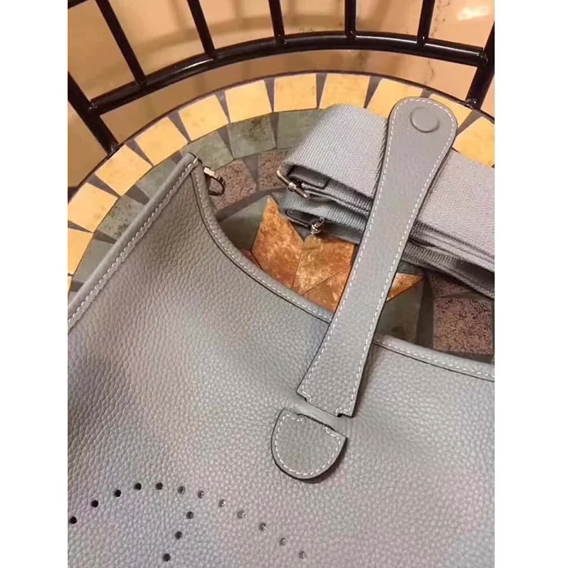 Hermes Evelyne III 33 Large Model Bag in Calfskin in Grey