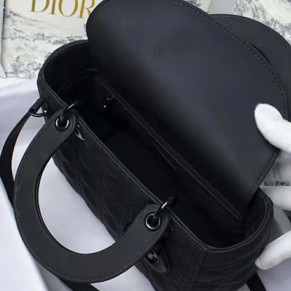 Dior Medium Lady Dior Bag Black Ultramatte Cannage Calfskin for Women Dior Medium Lady Dior Bag Black Ultramatte Cannage Calfskin for Women