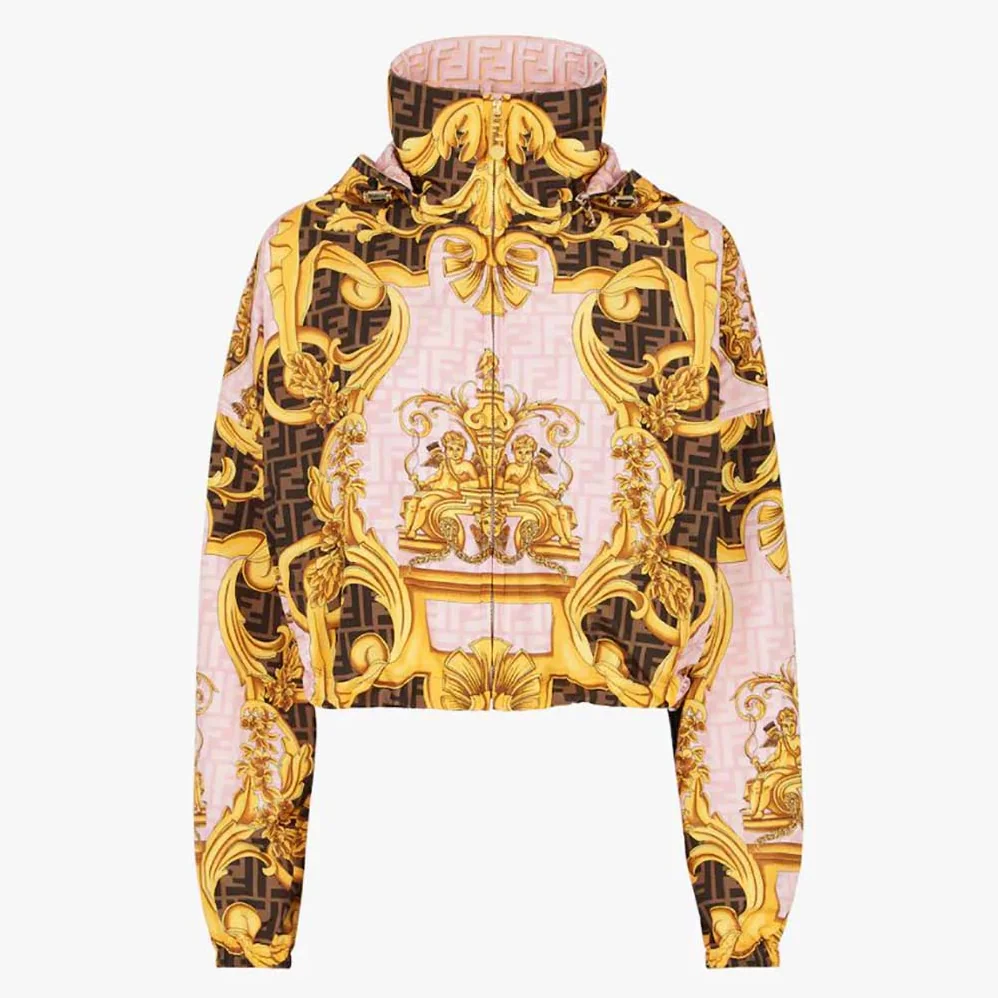 Fendi Windbreaker Fendace Multicolor Nylon Jacket for Women Fendi Windbreaker Fendace Multicolor Nylon Jacket for Women