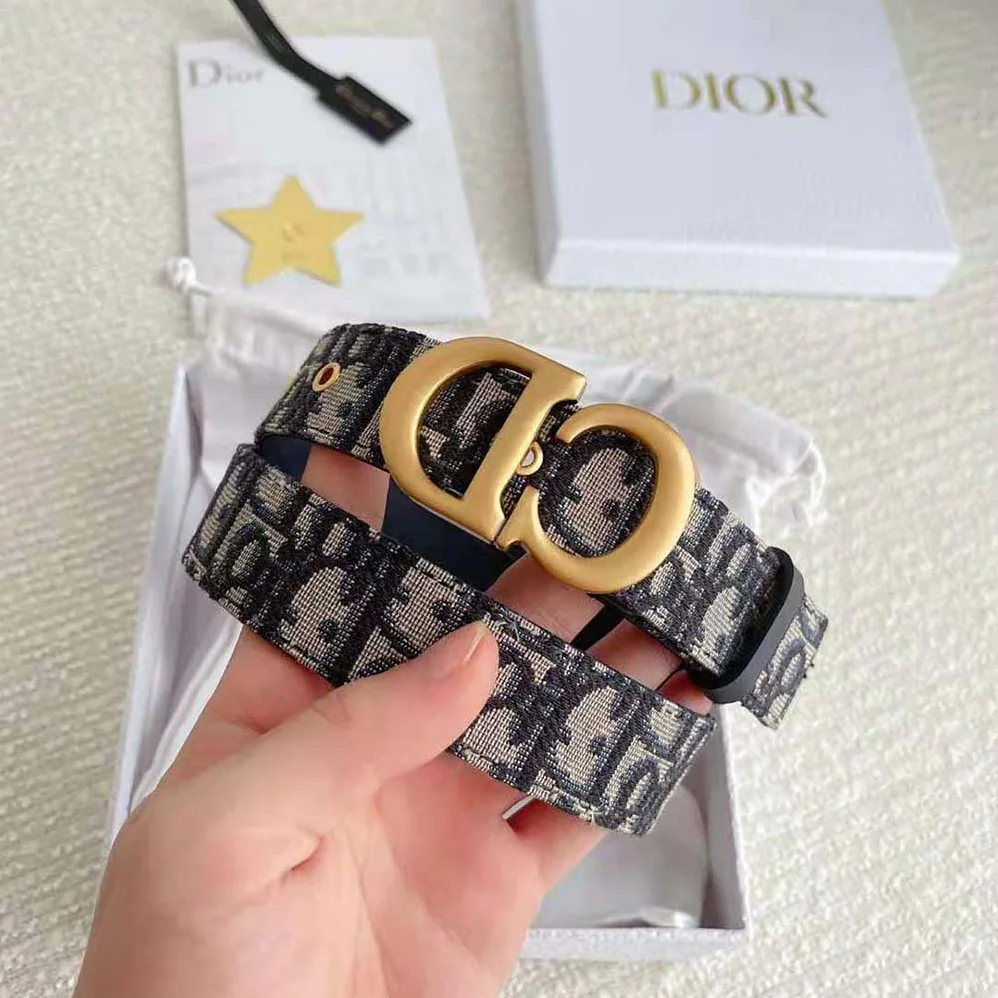 Dior 30 Montaigne Belt Blue Dior Oblique Jacquard 35 MM for Women Dior 30 Montaigne Belt Blue Dior Oblique Jacquard 35 MM for Women