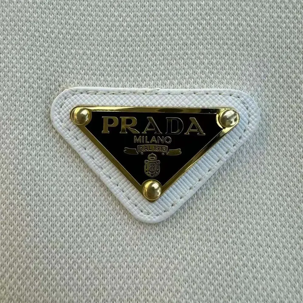 Prada Fleece Polo Natural Shirt in a Fleece Design for Men in Beige