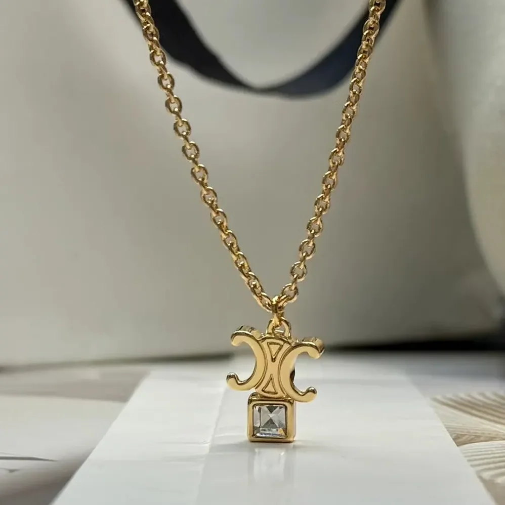 Celine Triomphe Twinkle Necklace in Strass and Brass with Gold Finish for Women Celine Triomphe Twinkle Necklace in Strass and Brass with Gold Finish for Women