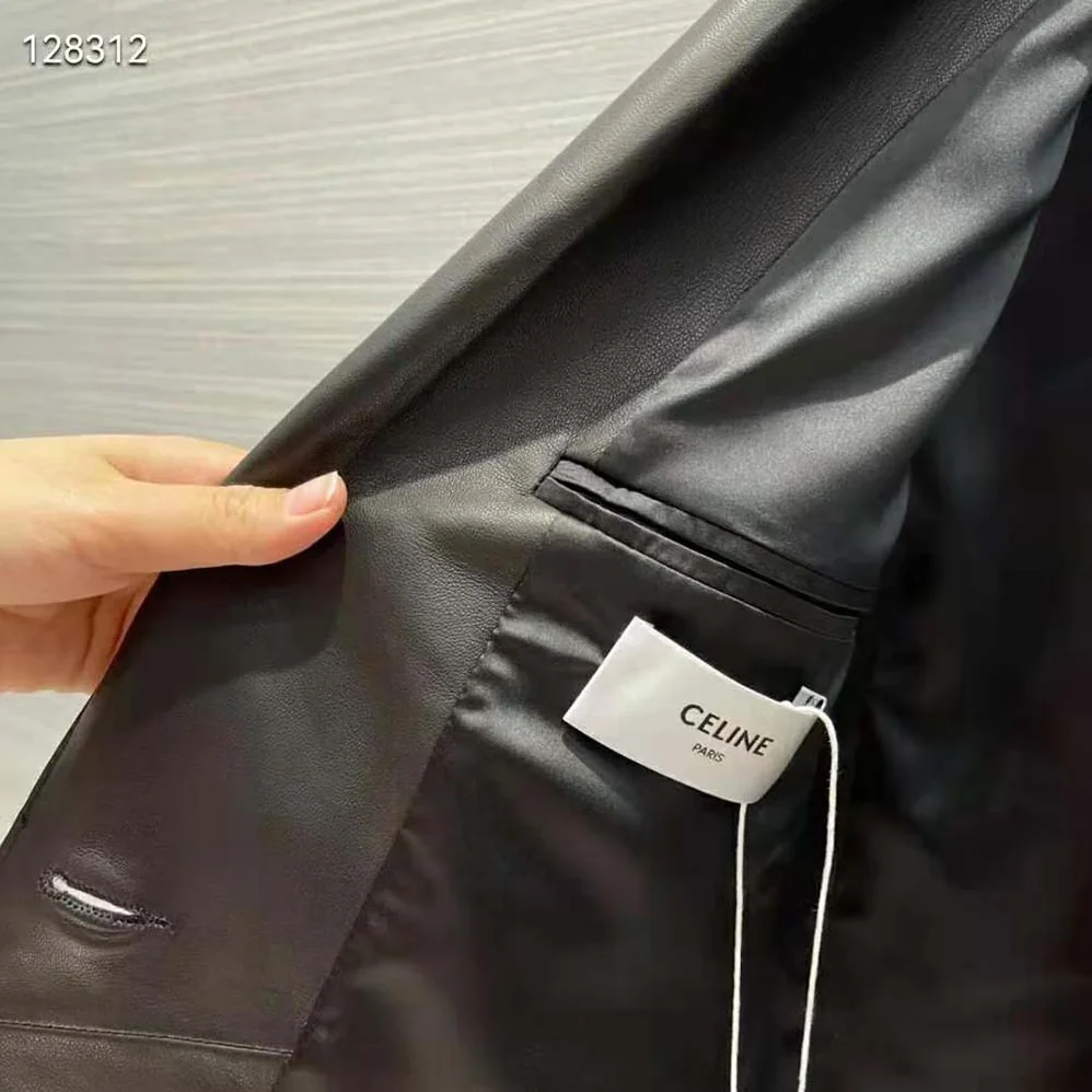 Celine Tournon Jacket in Lambskin Leather for Women in Black