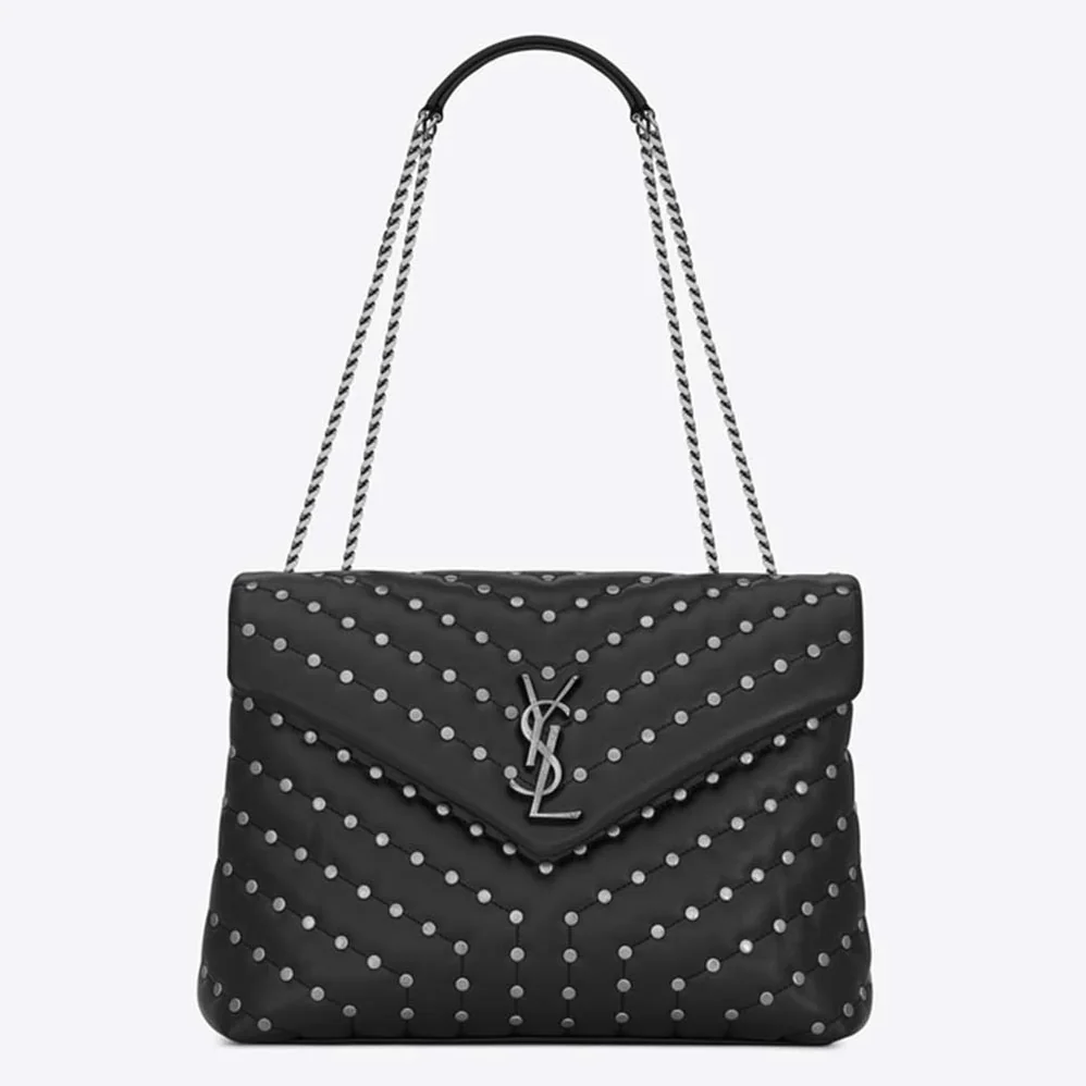 Saint Laurent YSL Loulou Medium Leather and Studs for Women in Black Saint Laurent YSL Loulou Medium Leather and Studs for Women in Black