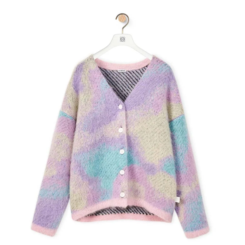 Loewe Unicorn Jacquard Cardigan in Mohair for Women in Purple Loewe Unicorn Jacquard Cardigan in Mohair for Women in Purple
