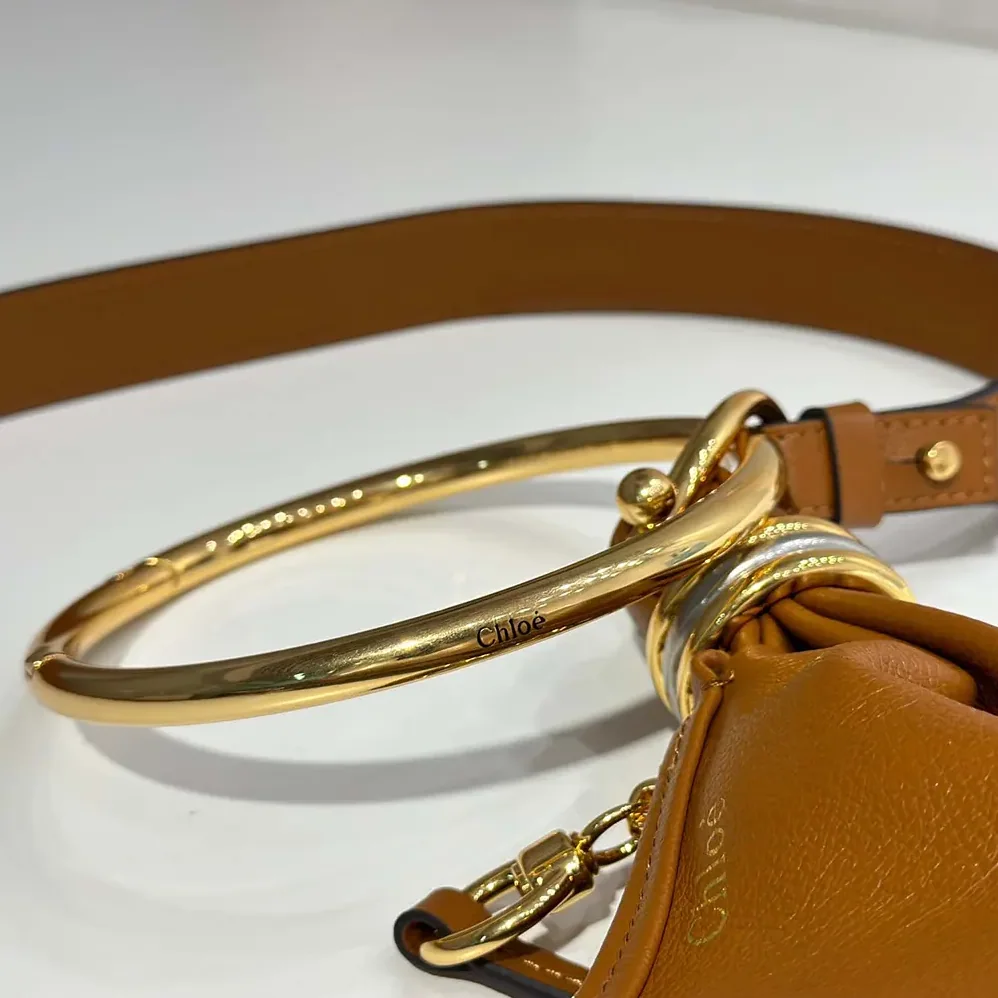 Chloe Small Bracelet Hobo Bag in Grained Leather for Women in Brown
