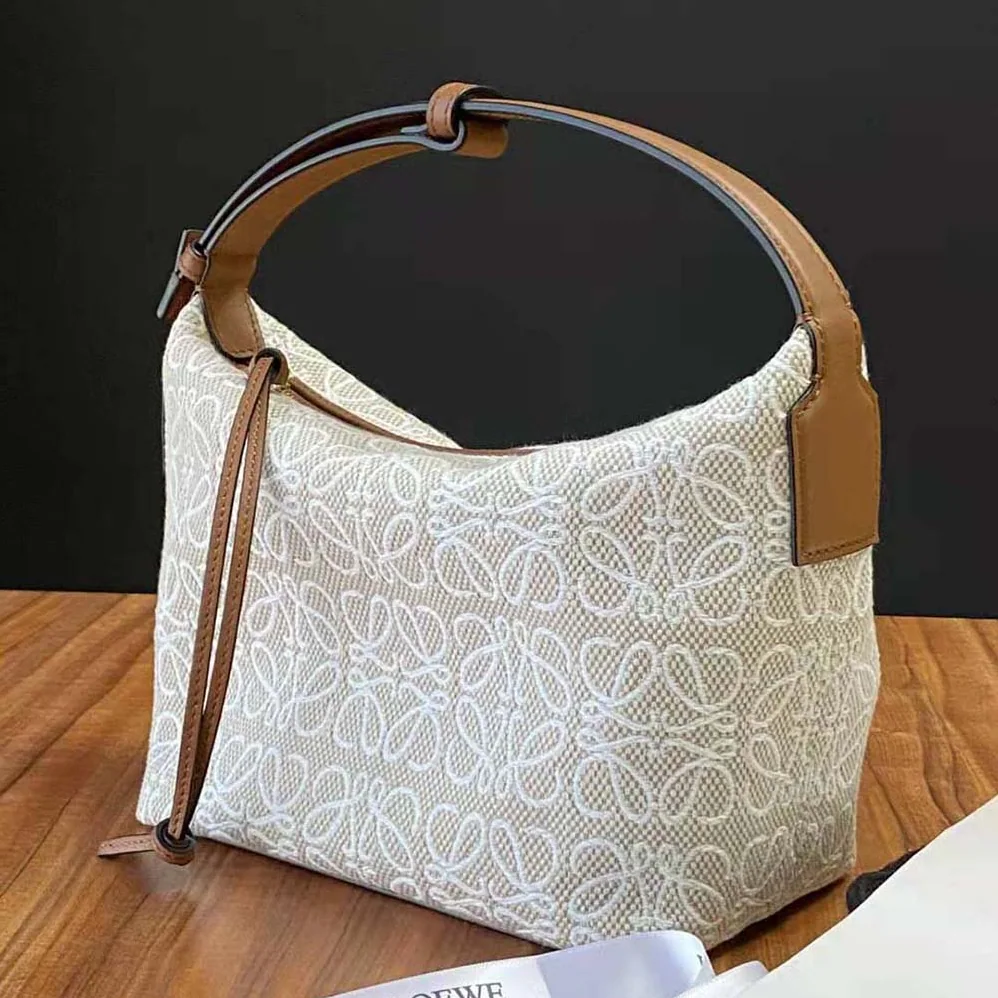 Loewe Small Cubi Bag in Anagram Jacquard and Calfskin for Women Loewe Small Cubi Bag in Anagram Jacquard and Calfskin for Women