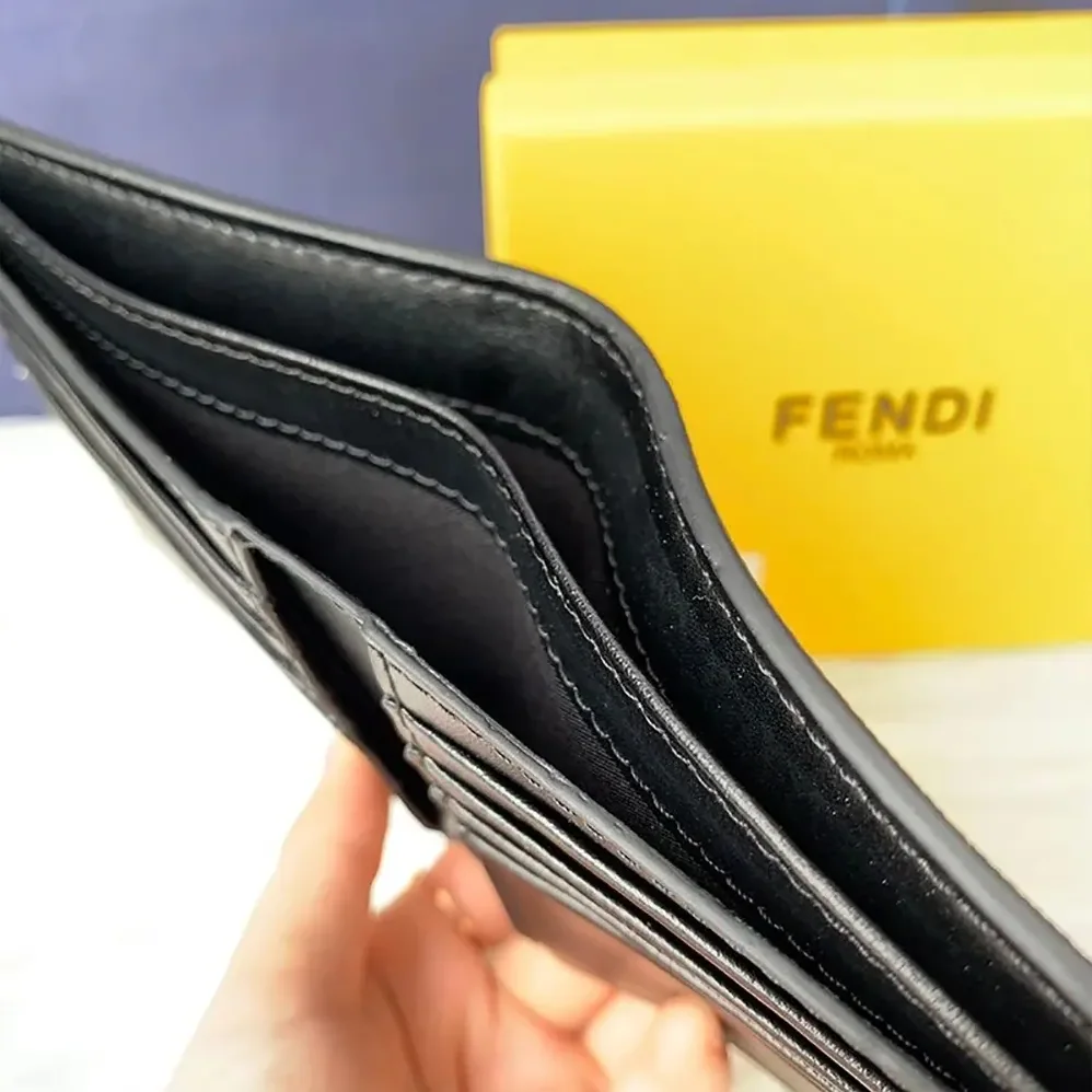 Fendi Bi-Fold Wallet in FF Motif Fabric Brown Coffee for Men