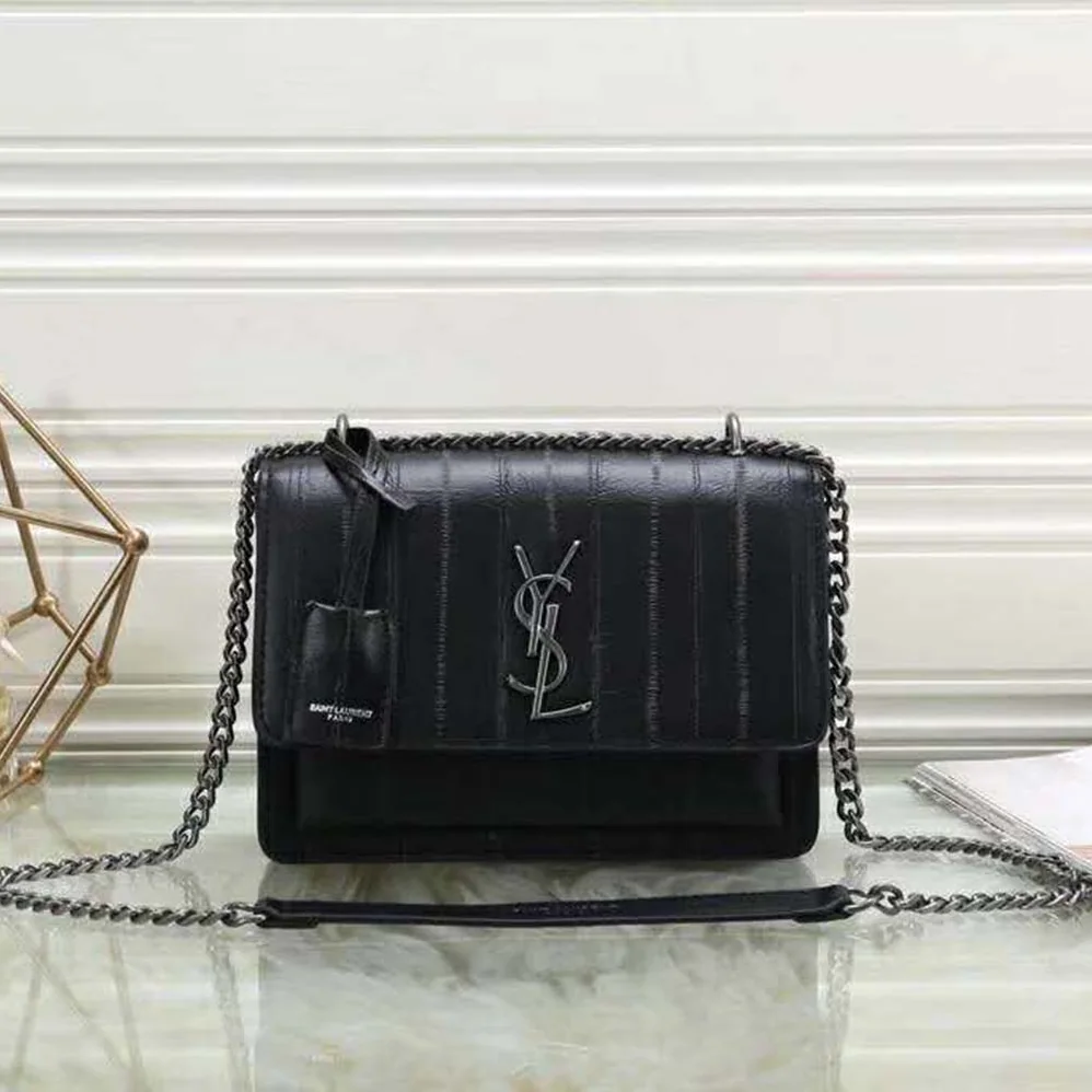 Saint Laurent YSL Sunset Medium in Eel for Women in Black Saint Laurent YSL Sunset Medium in Eel for Women in Black
