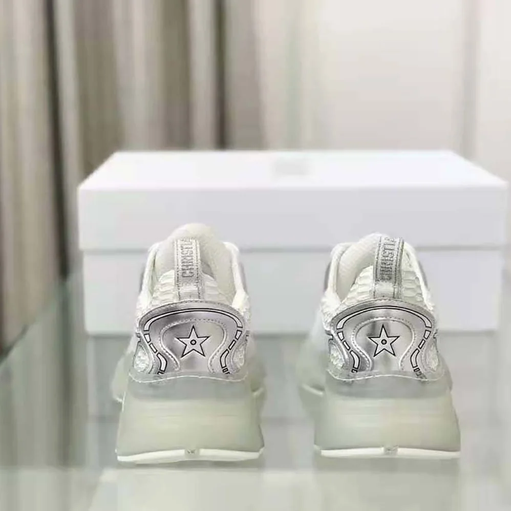Dior Vibe Sneaker White Mesh and Silver for Women in Tone Leather Dior Vibe Sneaker White Mesh and Silver for Women in Tone Leather