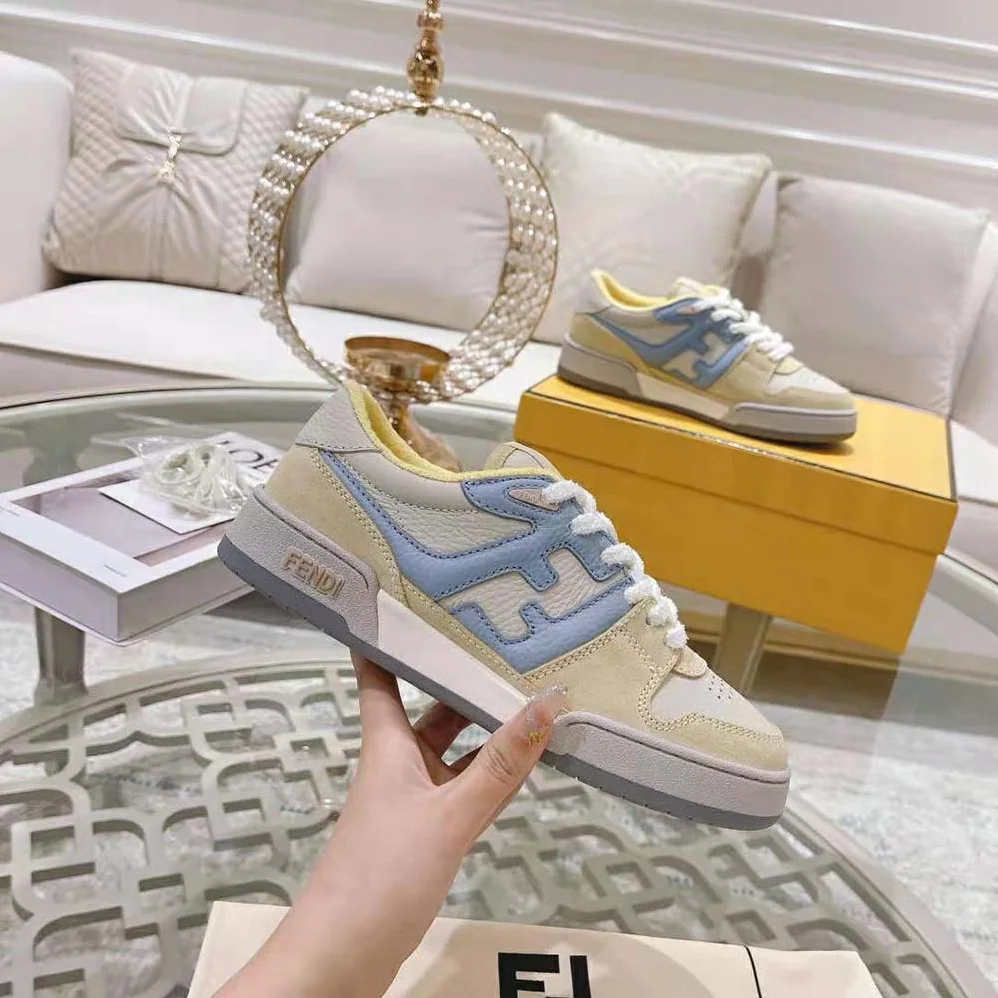Fendi Match Yellow Suede Low for Men in Tops