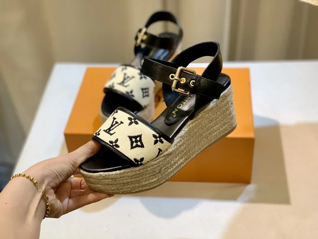 Louis Vuitton Starboard Wedge Sandal Black 1ABT17