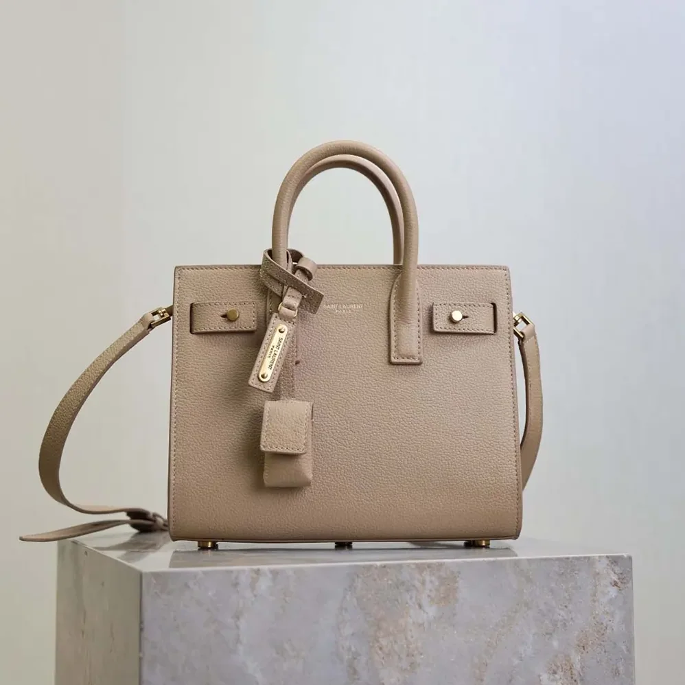Saint Laurent YSL Nano Sac De Jour In Supple Grained Leather for Women in Beige