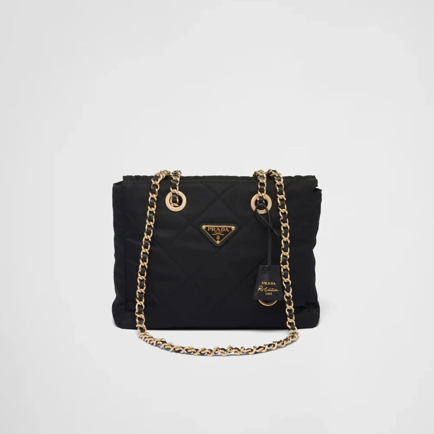 Prada Re- 1995 Chaîne Re-Nylon Tote Black Bag 1BG468_2AOS_F0002_V_COO- / 9.8 Inches