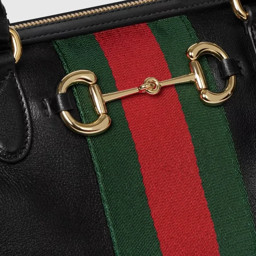 Gucci Borsetto Large Boston Shoulder Bag in Black Gold Hardware