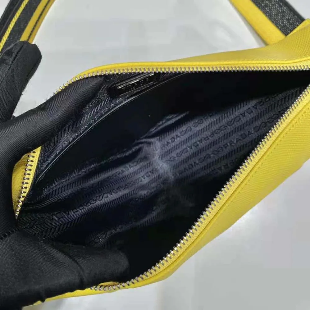Prada Saffiano Prada Triangle Bag for Women in Yellow