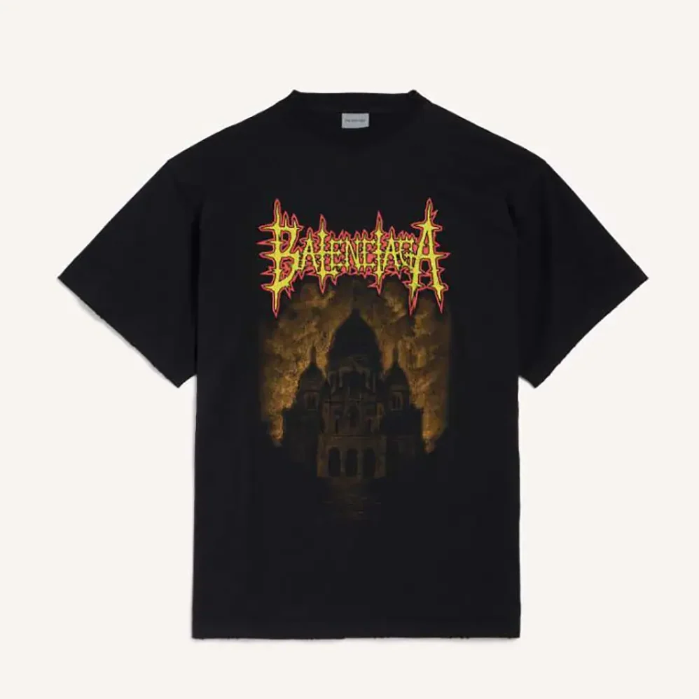 Balenciaga Sacré Coeur Oversized T-Shirt in Black Dry Jersey for Women Balenciaga Sacré Coeur Oversized T-Shirt in Black Dry Jersey for Women
