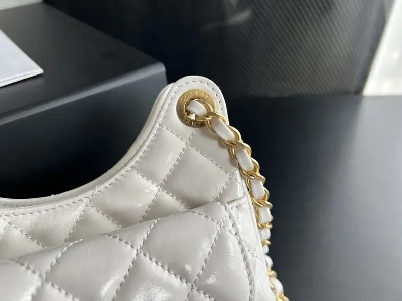 Chanel Small Hobo Bag in White Gold Hardware Chanel Small Hobo Bag in White Gold Hardware